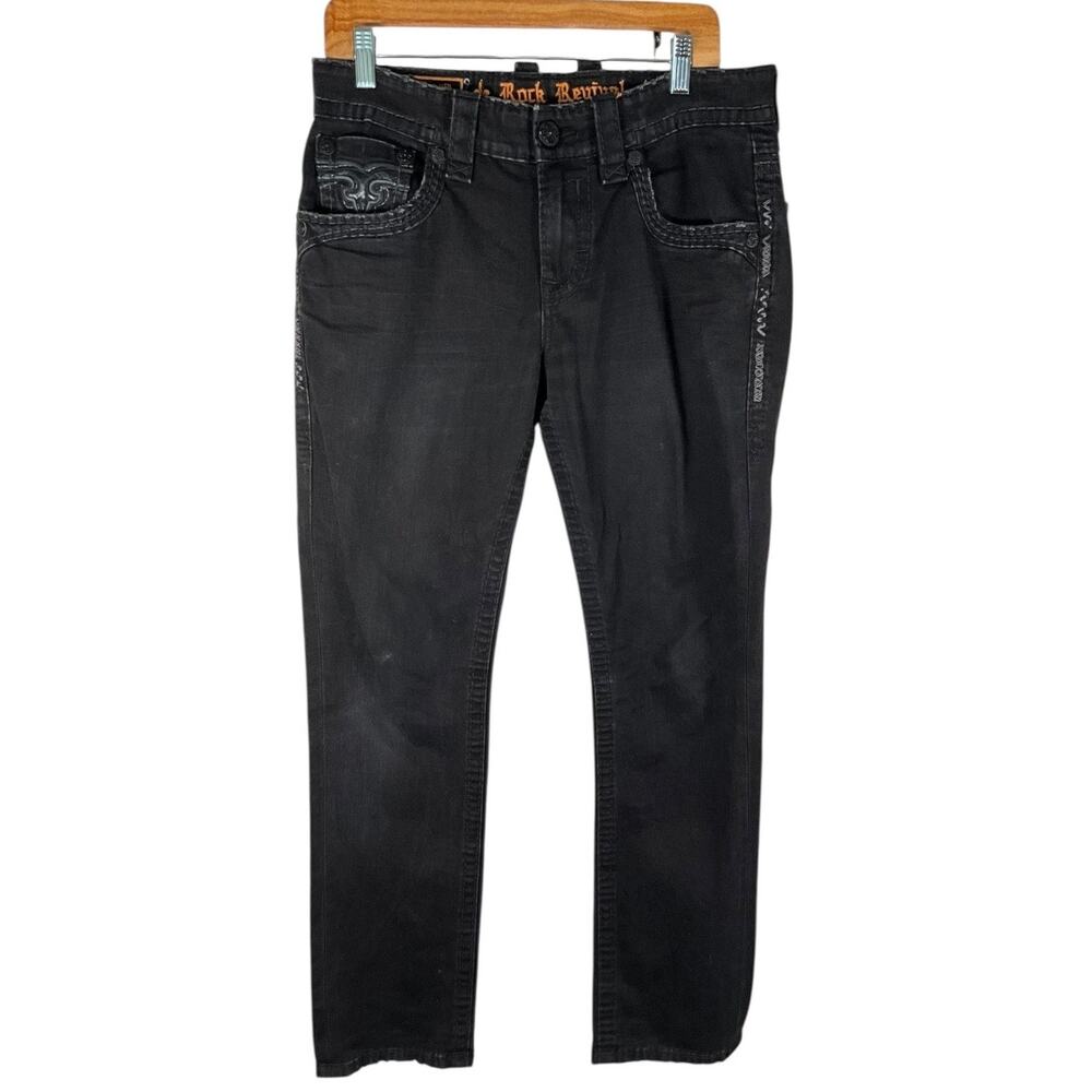 Rock Revival Men's Straight Jeans in Washed Black